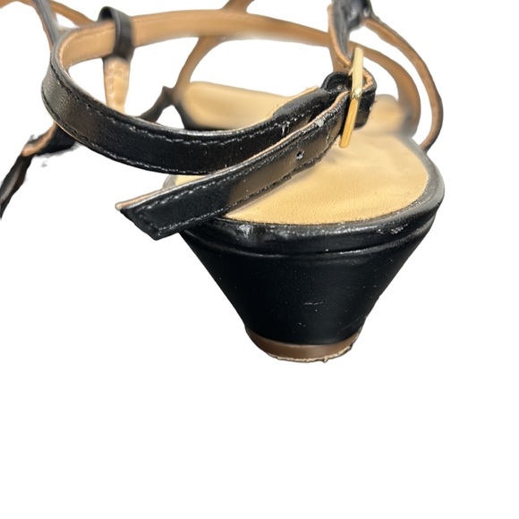 TALBOTS | Strappy Braided Sandals Wedges Criss Cross Black Patent Leather 6 - Picture 9 of 16